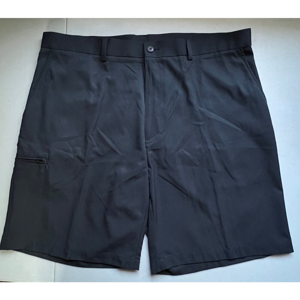 Champions Tour Golf Shorts Mens 38 Black Performance Flat Front Zip Pocket